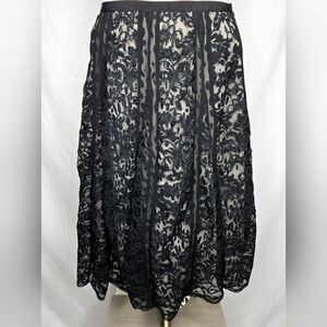 Harold's Black Floral Lace A-Line Skirt Silk Lining Size 8 NWOT